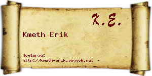 Kmeth Erik névjegykártya